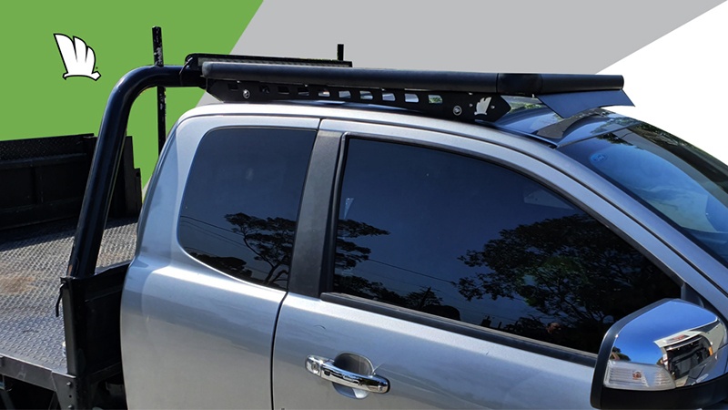 Ford Ranger Extra Cab with Wedgetail roof rack installed.
