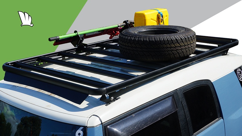 Toyota FJ Cruiser with a Wedgetail roof rack installed.