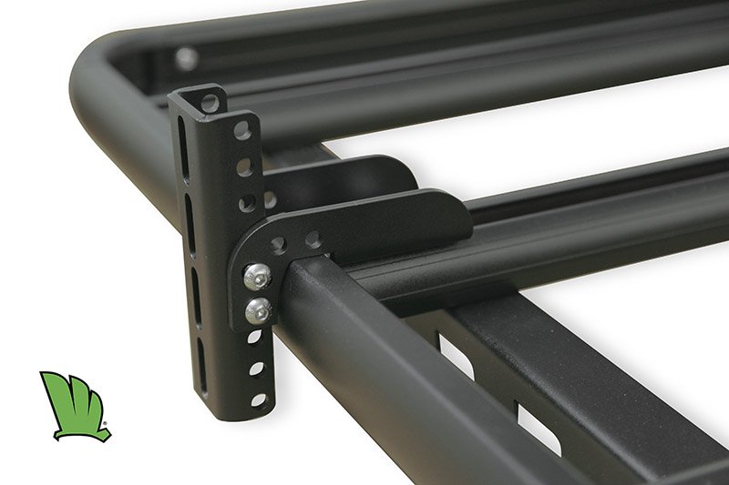 Adjustable awning mount attached to a cross bar of the Wedgetail rack.