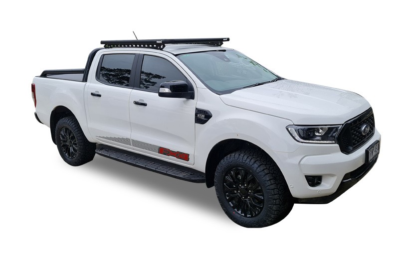 Ford Ranger PX dual cab with a Wedgetail platform roof rack installed. This is the hero image for this vehicle.